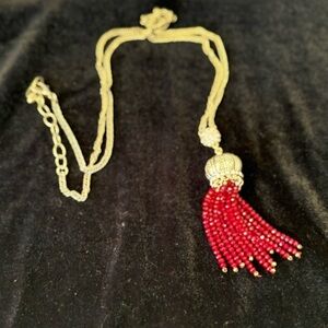 Elegant Red and Gold Beaded Necklace